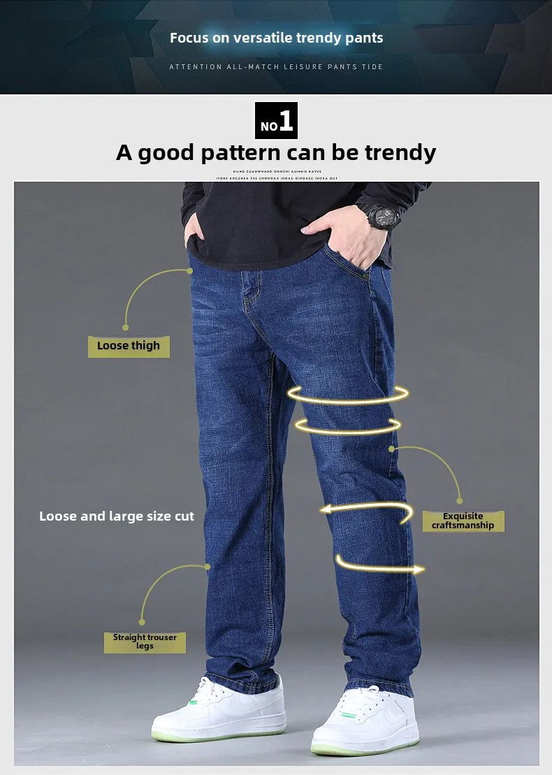 Men Light Luxury Elastic force loose Fit Pants Comfortable Soft Business Fashion ventilate Casual Denim Trousers Male Clothing