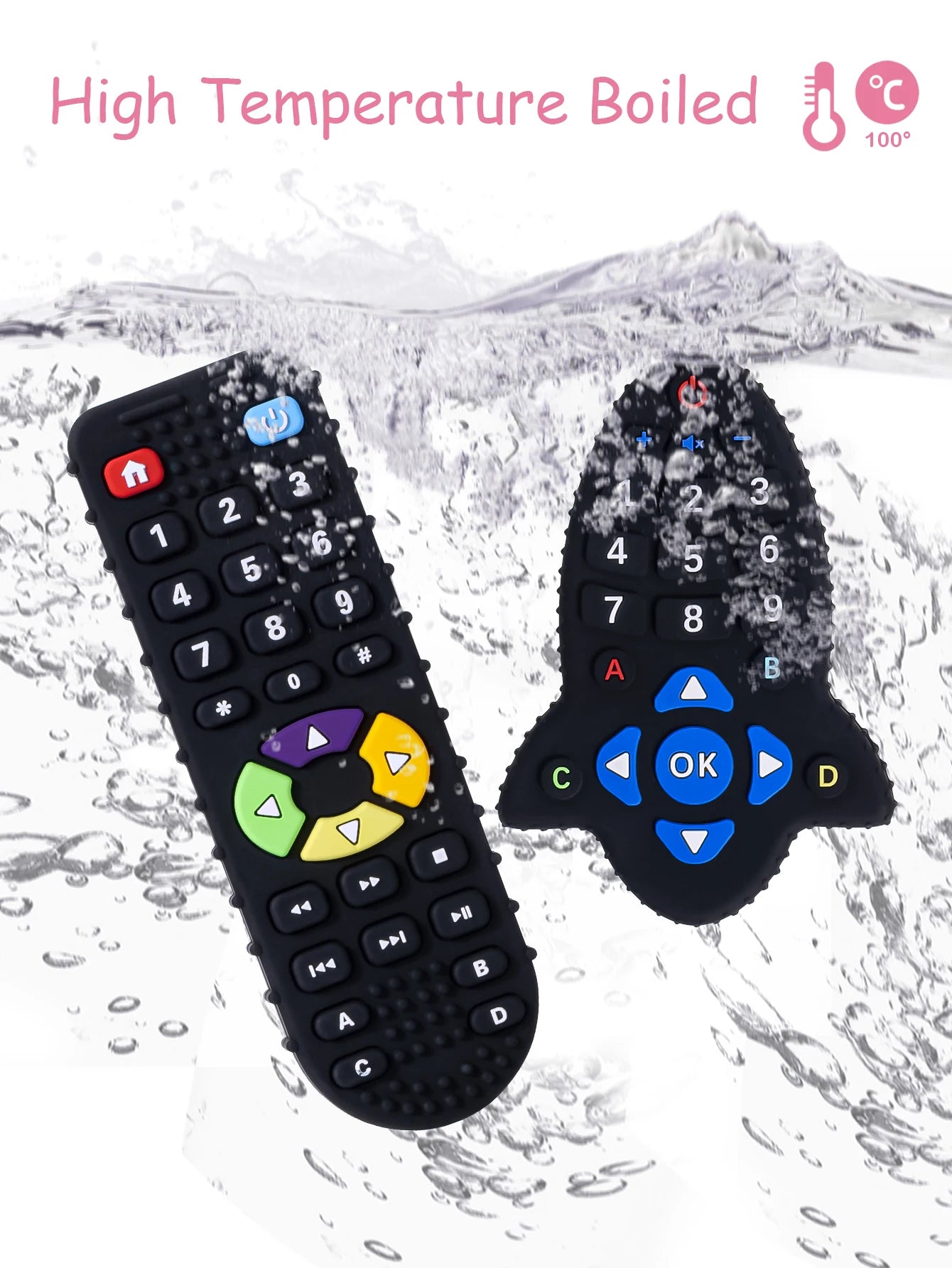 Baby Silicone Teether Toys BPA Free Remote Control Shape Teether Rodent Gum Pain Relief Teething Toy Kids Sensory Educational