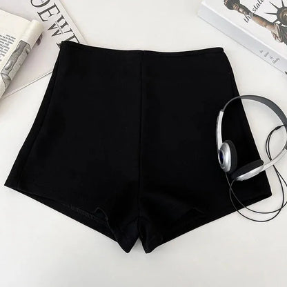 Summer basic solid color versatile shorts for women casual and elegant high-waisted slimming straight shorts