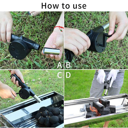 Outdoor Barbecue Fan Hand-cranked Air Blower Portable BBQ Grill Fire Bellows Tools Picnic Camping Accessories Barbeque