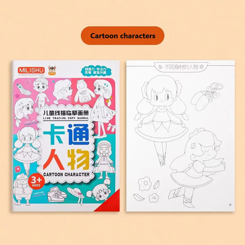 Children Drawing Line Tracing Book Toddler Pen Writing Control Practice Manual Cartoon Sketch Montessori Coloring Book Kids Toy