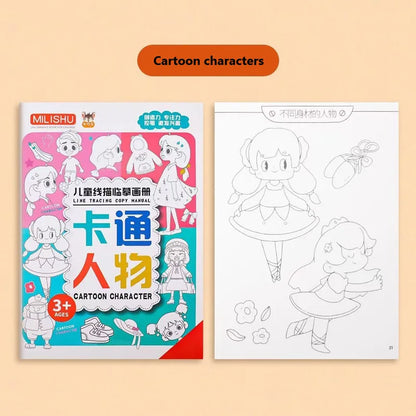 Children Drawing Line Tracing Book Toddler Pen Writing Control Practice Manual Cartoon Sketch Montessori Coloring Book Kids Toy