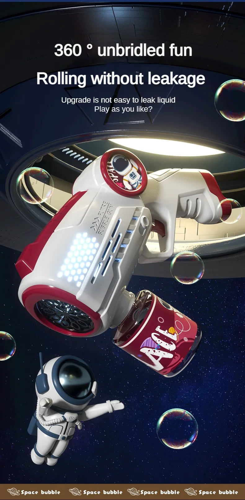 Children Bubble Gun Toy Astronaut Fully Automatic Bubble Machine Bubbles Gun Outdoor Game Fantasy Toy for Boys Girls Gifts