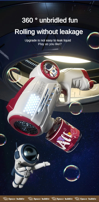 Children Bubble Gun Toy Astronaut Fully Automatic Bubble Machine Bubbles Gun Outdoor Game Fantasy Toy for Boys Girls Gifts