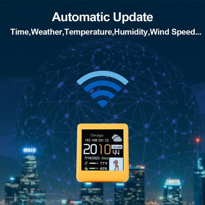 Small Portable Smart Wifi Weather Station Display Weather Temperature Humidity Time Alarm Clock Desktop Decoration