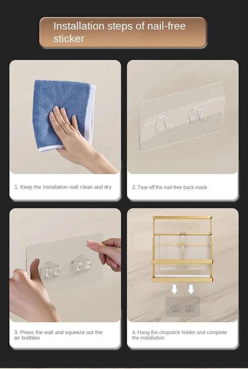 Kitchen knife rack, chopstick holder, wall-mounted multifunctional countertop, cutting board, and tool storage rack