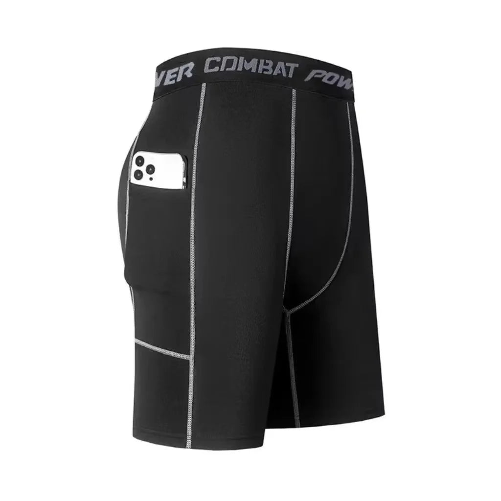1 Article High Performance Men's Compression Shorts with Pocket - Quick Dry, Breathable, and Stretchy Base Layer for Sports, Gym