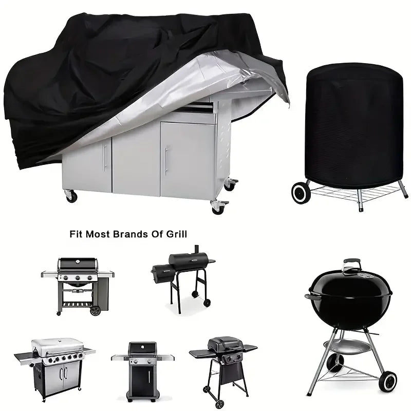 BBQ Gas Grill Cover UV Protective Durable Convenient Fits Weber Char-Broil Grill Furniture Cover Black