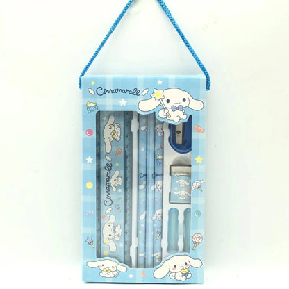 Kawaii  Cinnamoroll Kuromi My Melody Pencil Eraser Pencil Sharpener Ruler Stationary Set Cartoon Cute School Supplies Gift
