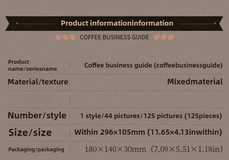 125piece Coffee Business Guide Writing Notebooks Coffee Handbook Decoration Notebooks Handbook School Large Portion