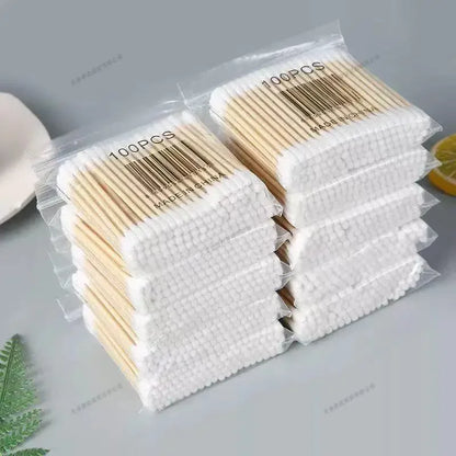 1-20Packs 100Pcs/Pack Wooden Sticks Baby Cotton Swabs Cleaning of Ears Tampons Health Beauty Cotton Swab Cleaning Cotton Buds
