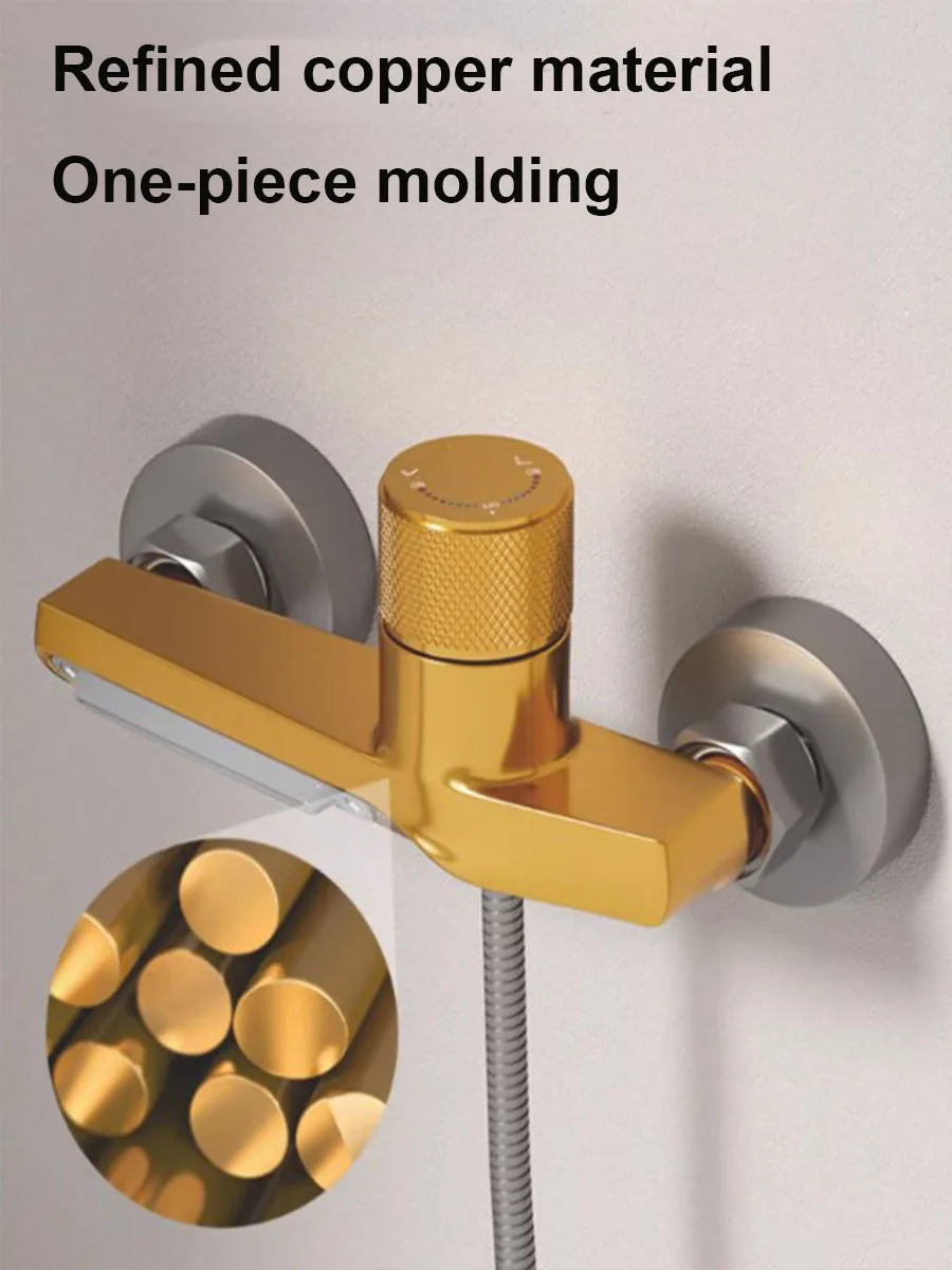 Bathroom Brass Basin Faucets Shower Faucet Wall Mounted Hot Cold Water Dual Spout Mixer Tap For Bathroom