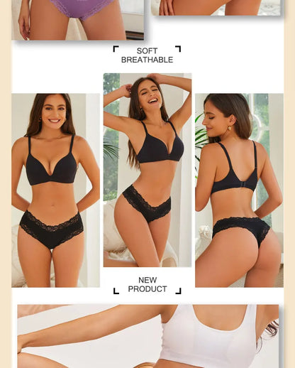 3PCS/Set Women Sexy Lace Panties Cotton Seamless Brazilian Panties Female Sexy Low Rise Soft Underwear G-String Lingerie S-XL