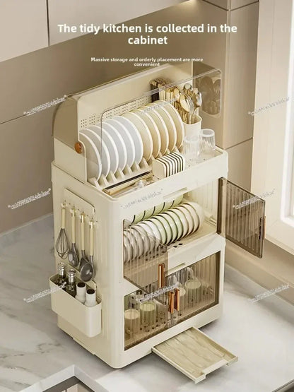 Kitchen Bowl Rack, Tableware Storage Box, Household with Lid, Tableware, Bowl Box, Dish Drain Rack, Plastic Cupboard