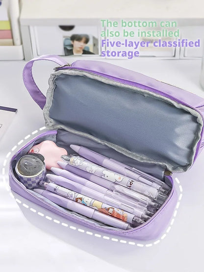 Pencil Bag for School Students with Large Capacity Multi-functional Pen Case Macaron Color Matching Cute Pencil Case