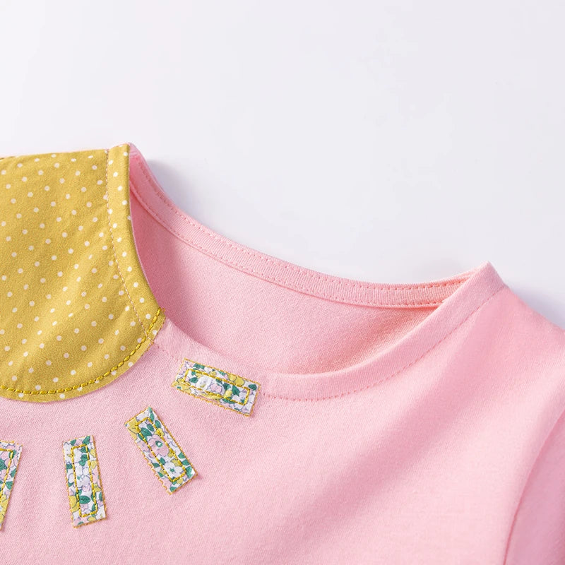 Kids Clothes Baby Girls 2025 New Summer Children's Clothing Cotton Appliques Cartoon Sun Rainbow Pink Dresses Holiday Gifts