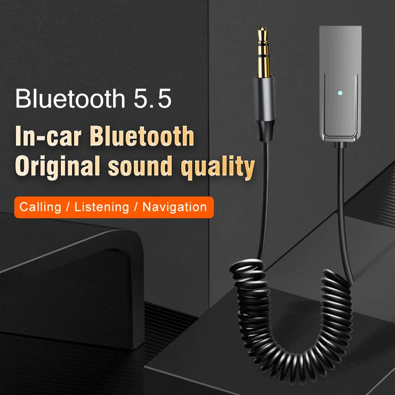 Wireless Bluetooth 5.4 Audio Receiver Dongle USB To 3.5mm Aux Jack Car Audio Handsfree Kit For Car Receiver BT Transmit With Mic