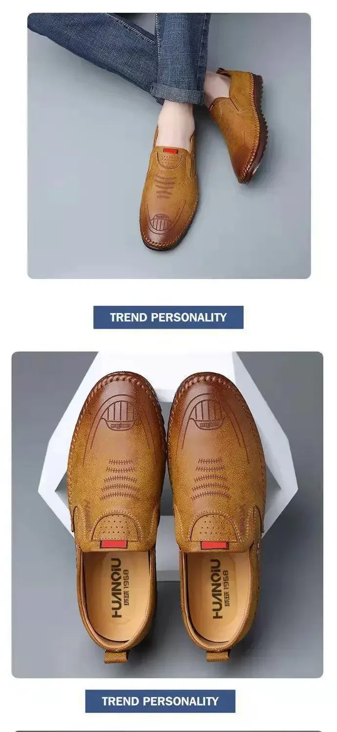 High Quality Men Shoes Handmade Leather Footwear Male Casual Business Flats Outdoor Soft Soled Travel Sneakers