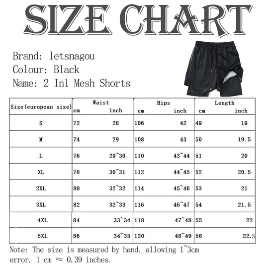 Anime Short Gyms Bilayer 2-in-1 Sports Shorts For Men Sweat-absorbent Quick-drying And Breathable Outdoor Sports Jogging Pants