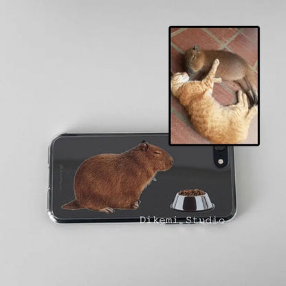 Korean Ins Niche Cute Ugly Cute Capibala Phone Case For iPhone 16 15 14 13 12 11 Pro Max MIni Xr X Xs Max 7 8 Plus Y2K Cover