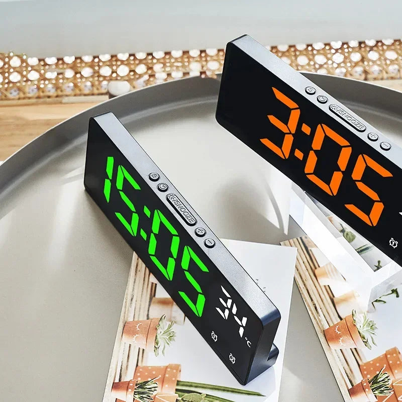 Digital Alarm Clock Travel Clock with Temperature Table Clock Large Display for Bedroom Office Kitchen Home Decoration