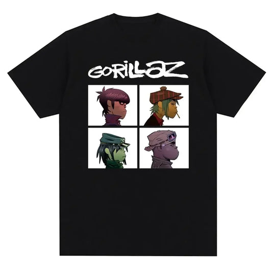 Music Band Gorillazs Punk Rock Print T Shirt - Street Skull Edge