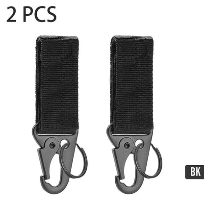 2 PCS.Tactical Hanging Buckle Molle Nylon Webbing Carabiner Belt Triangle Keychain for Outdoor Climbing Camping Tool Accessory