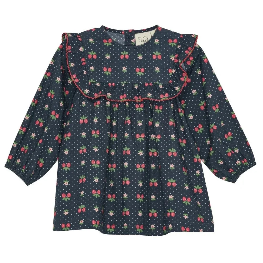 Kids Girls Clothes 25AW New Toddler FL Cute Bow Strawberry Printed Dresses Denim Vest Dress Jeans Children Clothing