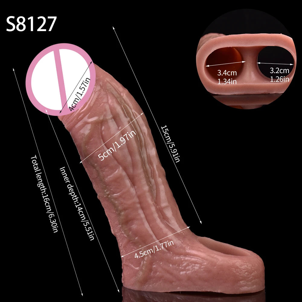 SXXY Silicone Penis Sleeve For Cock Enlargement Lengthen Men Reusable Condom Penis Ring Delayed Ejaculation