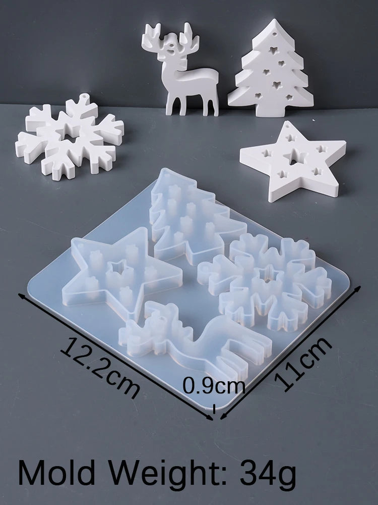 Christmas Series Hanging Pendant Silicone Mold DIY Resin Gypsum Mould Christmas Tree Deer Gloves Snowflake Home Decor Supplies