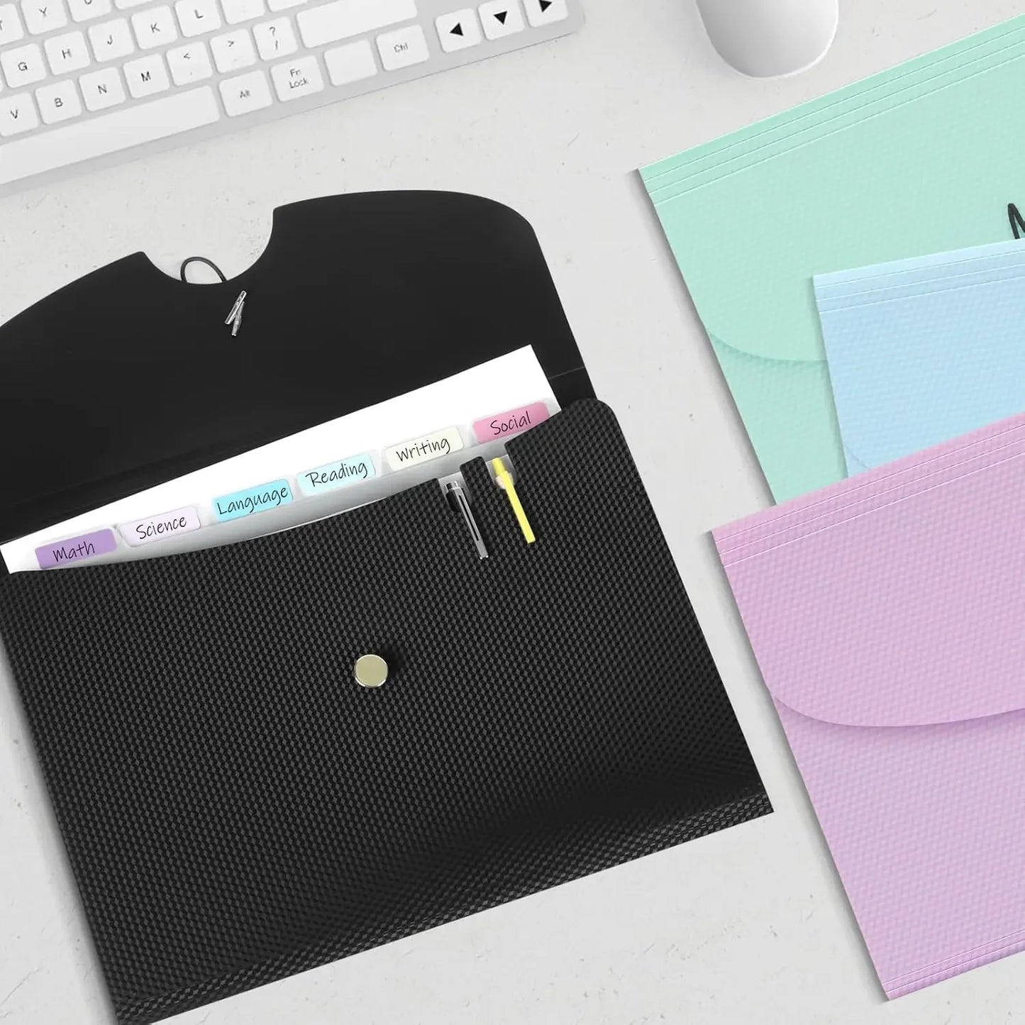 Expanding File Folder,5 Pocket Folders for Documents,Portable Paper Organizer for School Office Supplies,A4 Size