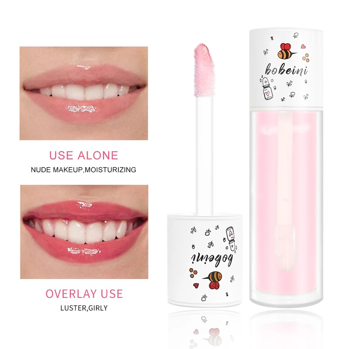 Water-gloss lip oil, honey-colored lip oil, moisturizing and hydrating lip gloss, reducing lip lines, water-gloss lip makeup