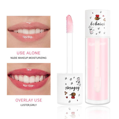 Water-gloss lip oil, honey-colored lip oil, moisturizing and hydrating lip gloss, reducing lip lines, water-gloss lip makeup