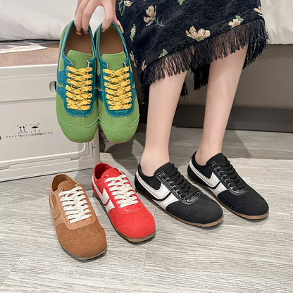 Shoes for Women 2025 Spring Autumn New Genuine Leather Ladies Moral Training Vulcanized shoes Retro Casual Flat Women's Sneakers
