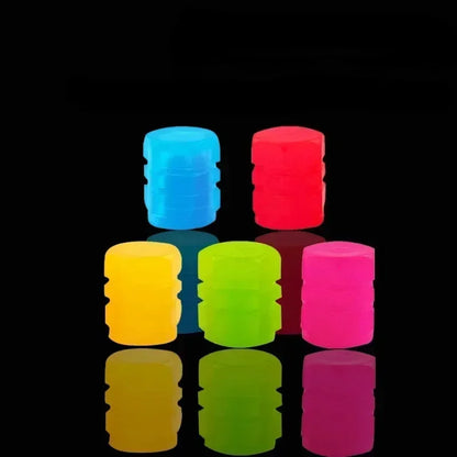 8PCS Luminous Tire Valve Caps Motorcycle Bike Wheel Nozzle Dustproof Tyre Valve Stem Fluorescent Night Glowing Car Accessories
