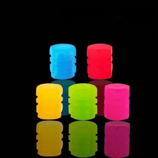 8PCS Luminous Tire Valve Caps Motorcycle Bike Wheel Nozzle Dustproof Tyre Valve Stem Fluorescent Night Glowing Car Accessories