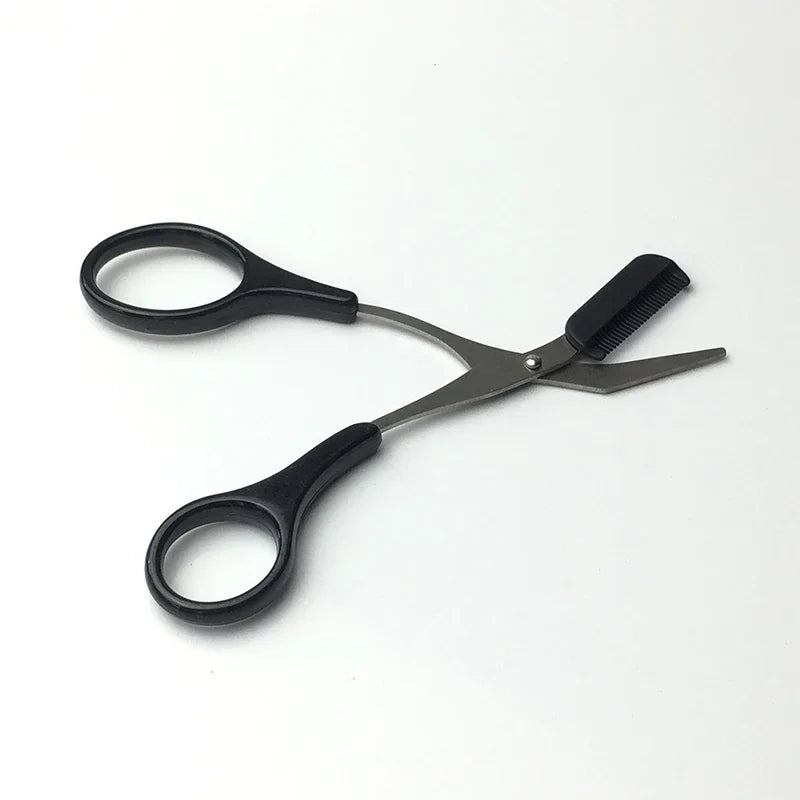 Eyebrow Trimmer Scissor with Comb Female Male Eyebrow Eyelash Scissors Safety Stainless Steel Face Razor Makeup Beauty Scissors