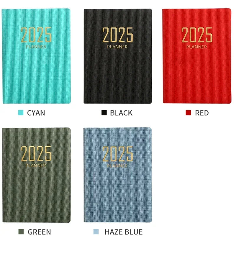 365-Day 2025 Portable A7 Pocket Planner Pu Cover Daily Weekly Schedule Notebook Calendar Journal School Office Supplies Agenda