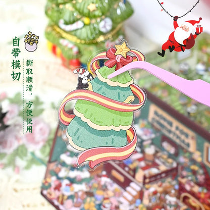 Christmas Theme DIY 3D Sticker Cartoon Pocket Cabin Scene Stacking and Pasting Festival Birthday Gift for Kid Child Student