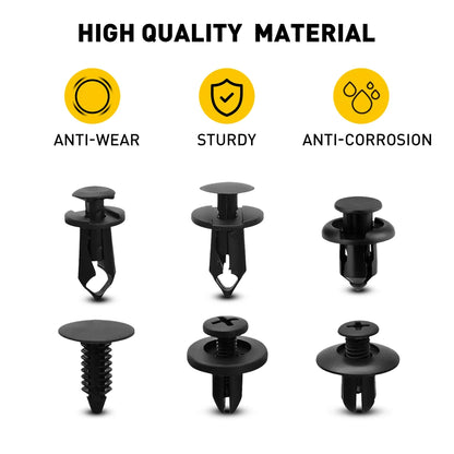 190 PCS Car Fastener Clip Kit Bumper Fender Rivet Clips Auto Body Push Retainer Pin Rivet Bumper Door Trim Panel Retainer Repair