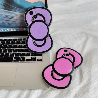 Solid black edge New Bow Phone Case Protective Cover Shell  For iPhone16 15 14 13 12 11 Pro Max Mini Plus