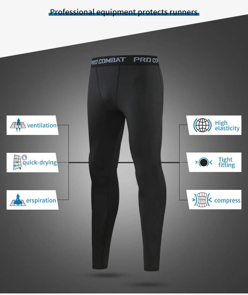 Tights Mens Spring Autumn Winter Basketball Training Elastic Fitness Base Pants Fast Dry Running Compression Long PantsIce Silk