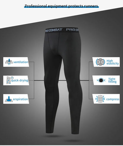 Tights Mens Spring Autumn Winter Basketball Training Elastic Fitness Base Pants Fast Dry Running Compression Long PantsIce Silk