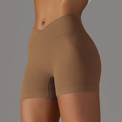 Seamless Sports Shorts Cross High Waist Fitness Leggings Shorts Gym Scrunch Butt Shorts Women Squats Running Workout Shorts