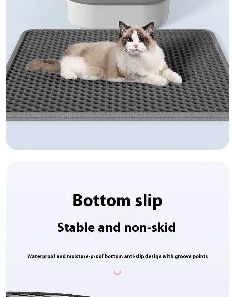 Large Waterproof Double Layer Cat Litter Mat Non-Slip Washable Pet Litter Box Mat Durable Sand Trapper Easy Clean Cat Toilet Mat