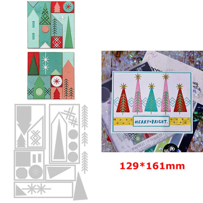 Christmas Tree Cabin Combination Metal Cutting Dies for DIY Scrapbooking Paper Card Craft Decoration Background Album Making