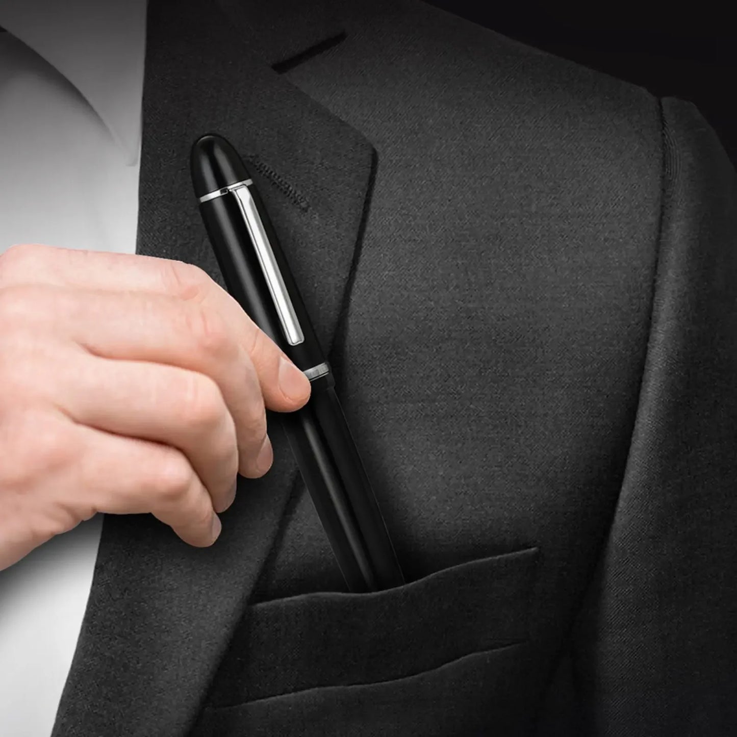 JinHao X159 Acrylic Black Fountain Pen Metal Clip Extended Fine Nib F 0.5mm for business office and school stationery gifts