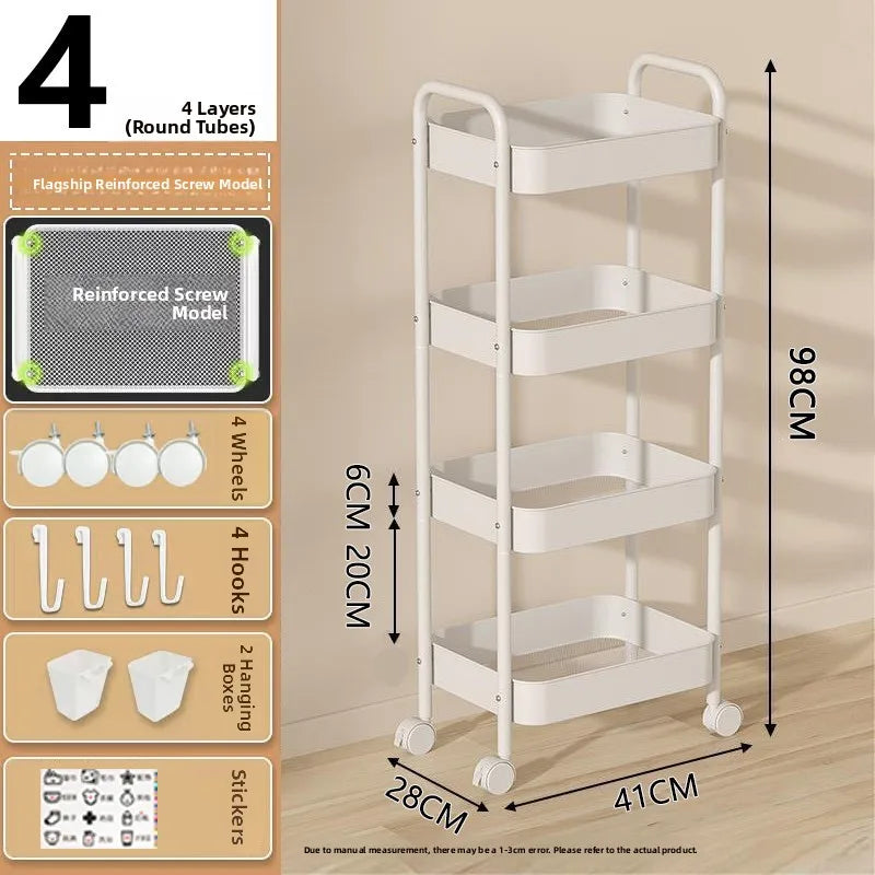 Kitchen Storage Ra Doorstep Drop off Mobile Cart Standalone Floor-Mounted Multi-Functional Organizer for Cooking Utensils