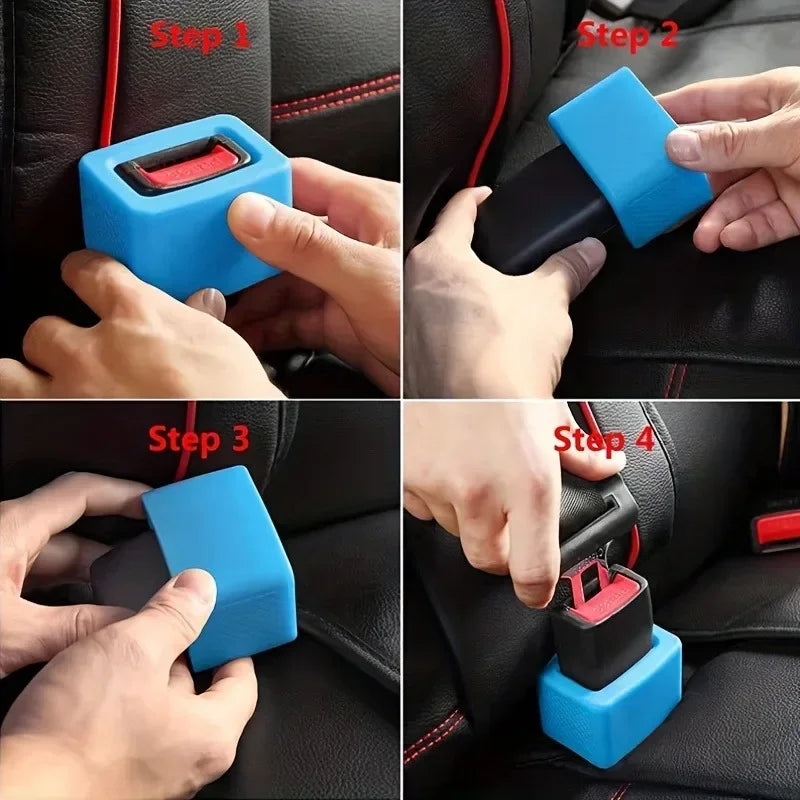 Car Seatbelt Silicone Buckle Protective Cover Locking Upright Device Card Slot Bracket Guard Seat Belt Holder Car Accessories