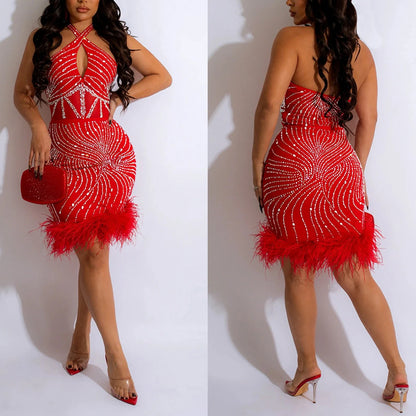 Sparkly Diamonds Elegant Dress Women For Wedding Party Cocktail Prom Dress Rhinestone Sheer Mesh Sexy Formal Evening Dresses